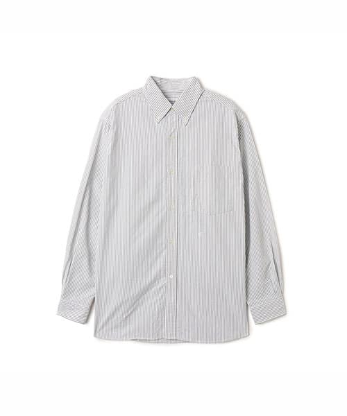 nanamica Button Down Stripe Wind Shirt Navy - ネイビー