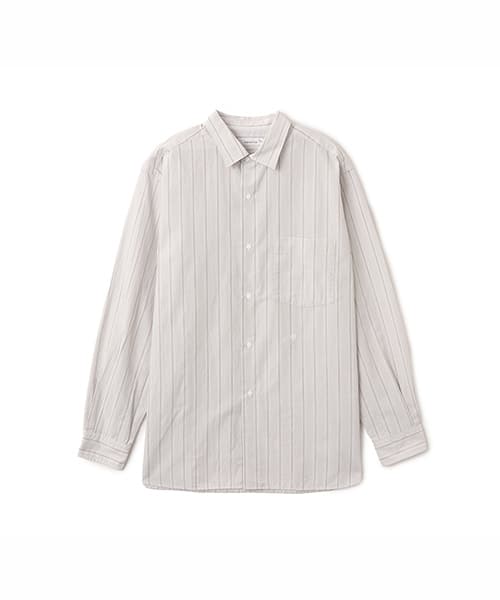 nanamica Regular Collar Stripe Wind Shirt Gray - グレー