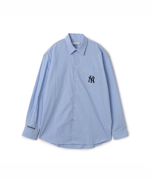 SPORTY＆RICH Heritage Yankees Serif Oversized Shirt Blue Stripe - ブルー系その他1