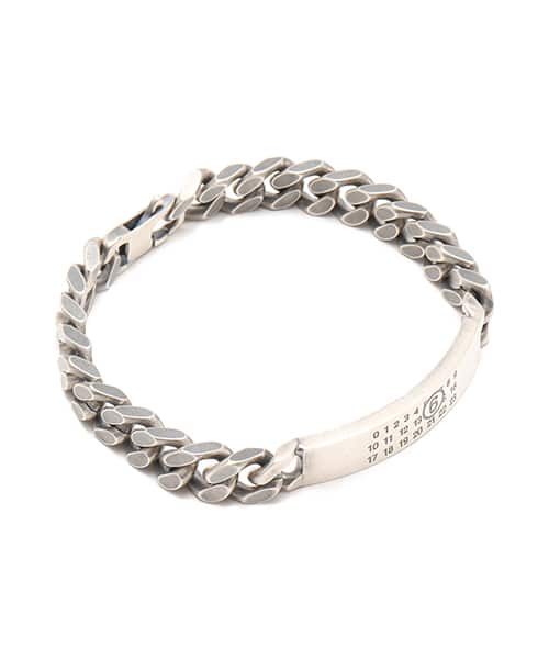 MM6 MINIMAL LOGO ID TAG CURB BRACELET Argento brunito