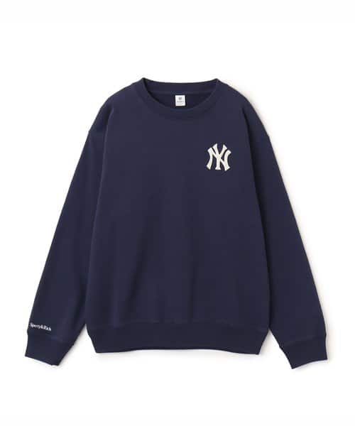 SPORTY＆RICH Heritage Yankees Serif Crewneck Dark Navy - ネイビー