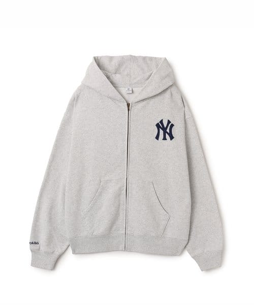 SPORTY＆RICH Heritage Yankees Serif Zip Hoodie Heather Gray - ヘザ－グレー