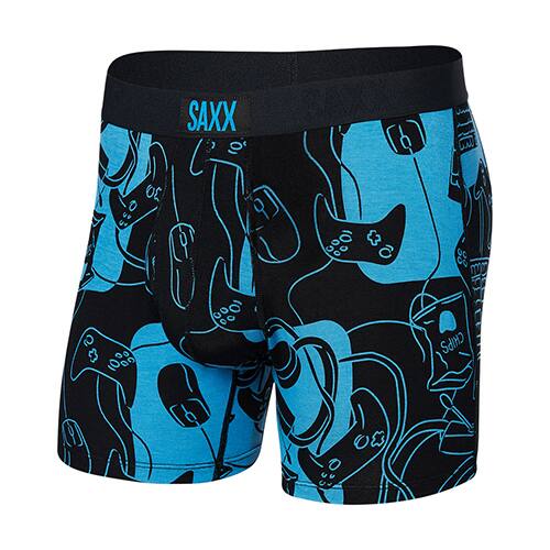 SAXX ULTRA SUPER SOFT BOXER BRIEF FLY WHAT TO PLAY- BLACK 23FA-I