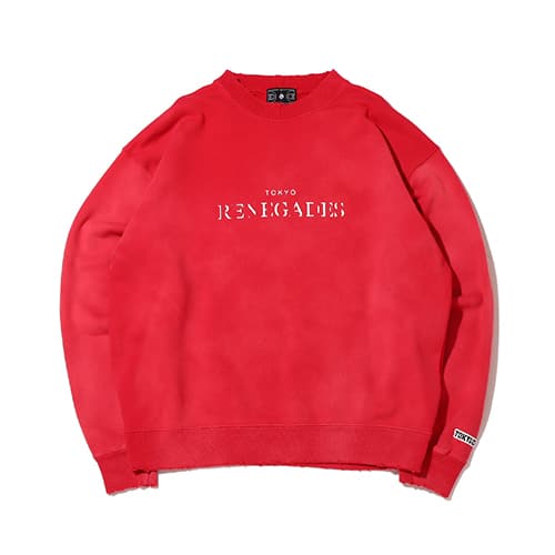 TOKYO 23 FADING DAMAGE CREW SWEAT RED 23SS-I