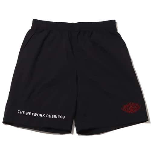 THE NETWORK BUSINESS WING LOGO EMBROIDERY NYLON SHORTS BLACK/RED 22SU-I
