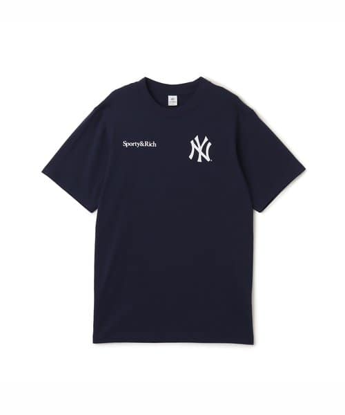 SPORTY＆RICH Yankees Curve T-Shirt Dark Navy - ネイビー