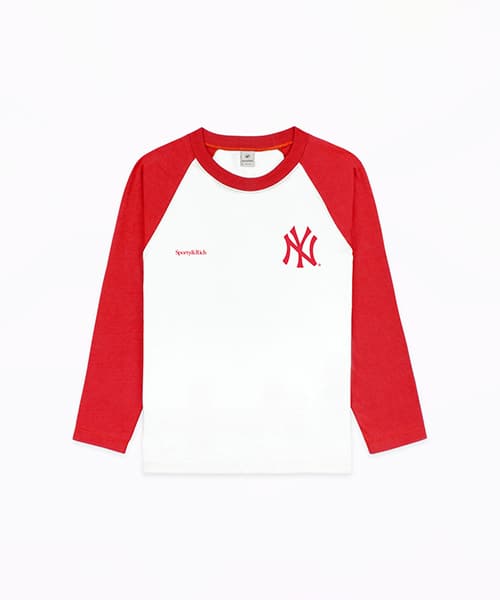 SPORTY＆RICH Yankees Serif Baseball Tee White/Fire red - ホワイト