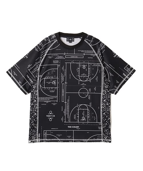 TOKYO 23 Court Map Print T-shirt BLACK