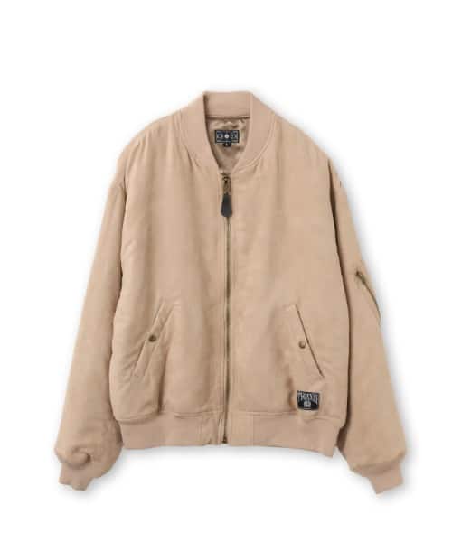 TOKYO 23 Faux Suede Bomber Jacket BEIGE - ベージュ