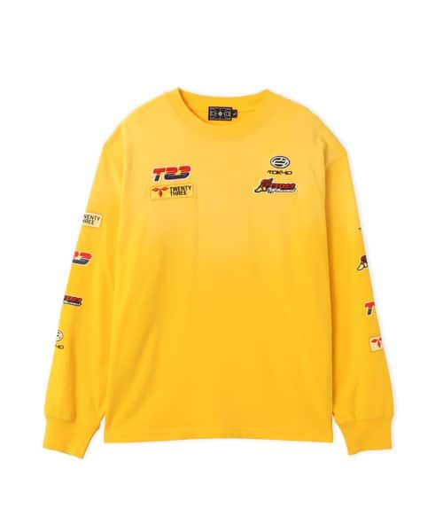 TOKYO 23 Vintage Racing Print LS T-shirt YELLOW - イエロー