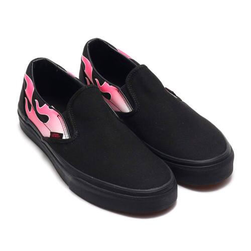 vans old skool sparkle flame pink & black skate shoes