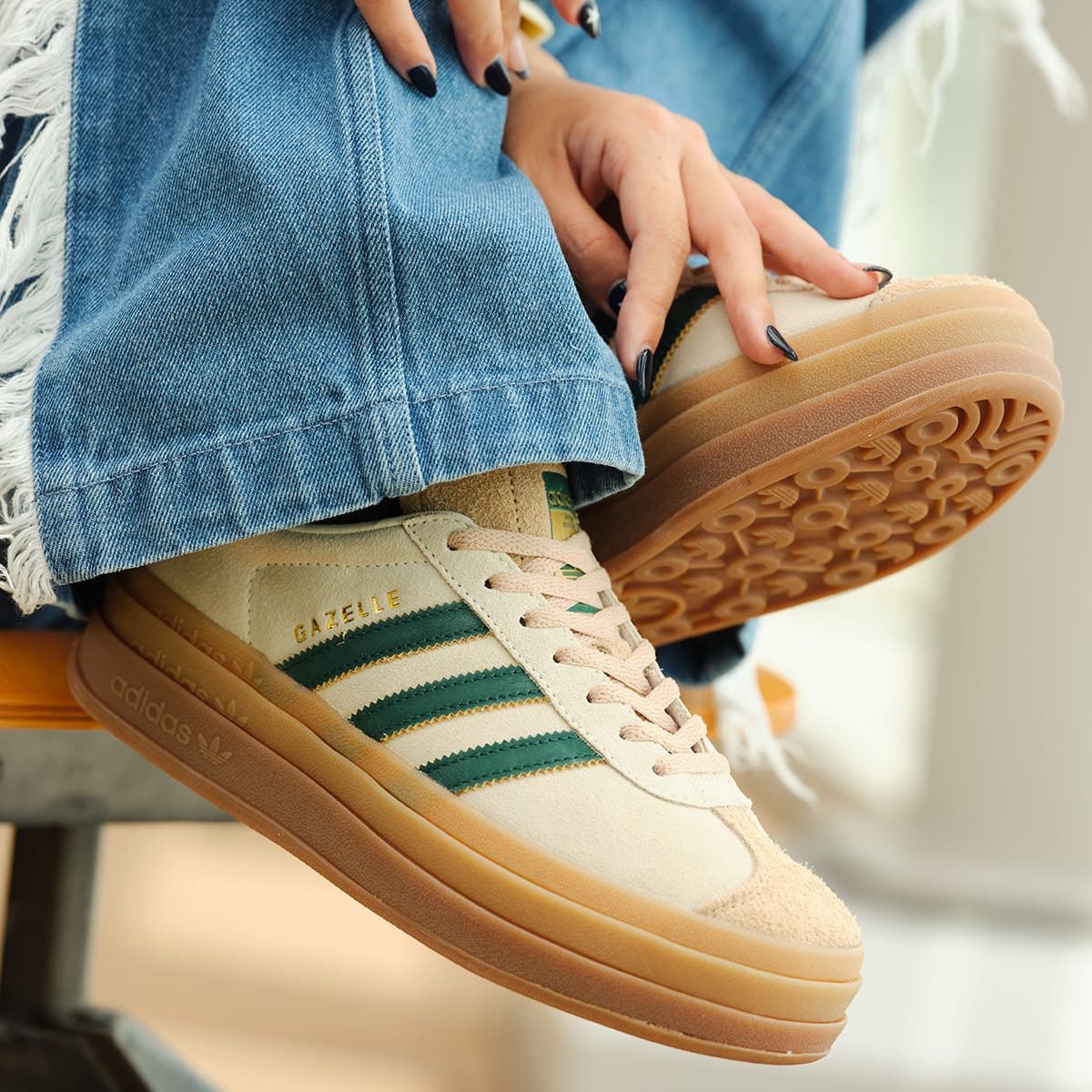 adidas GAZELLE BOLD W SILVERGREEN/FOOTWEAR WHITE/COLLEGEGREEN 23FW-I